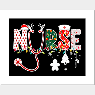 Nurse Christmas Stethoscope Nurses Xmas RN NICU ER Nursing Posters and Art